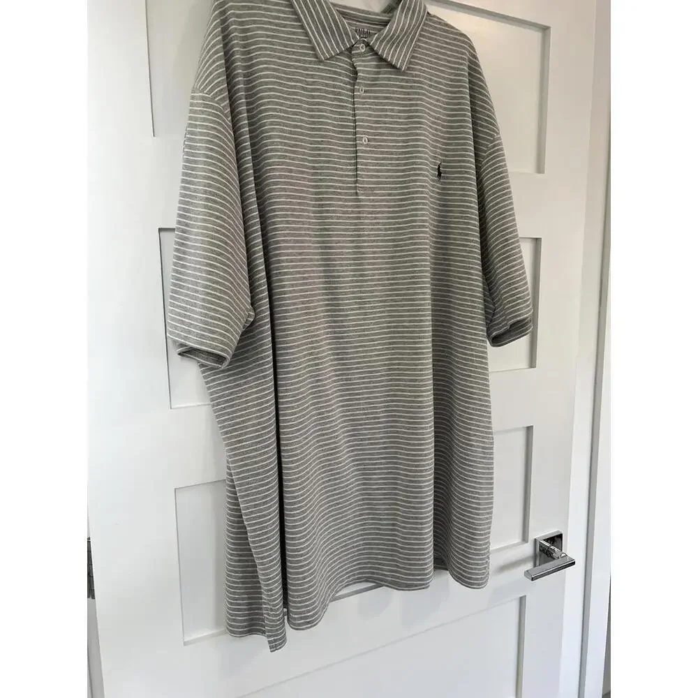 NWT Polo Ralph Lauren  STRIPE LOGO BIG&TALL Size 4XLT Polo Gray Shirt